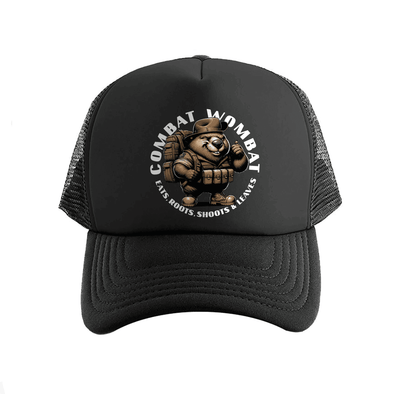 COMBAT WOMBAT 'EATS, ROOTS, SHOOTS & LEAVES' Trucker Cap Trucker Cap