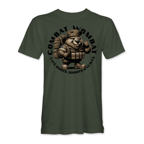 COMBAT WOMBAT 'EATS, ROOTS, SHOOTS & LEAVES' T-Shirt