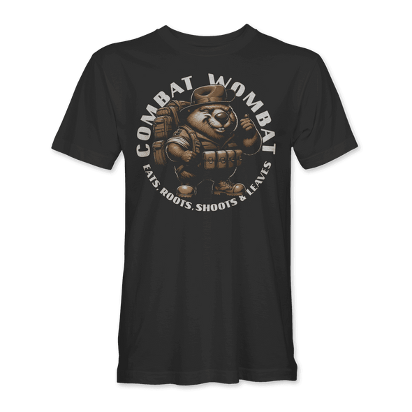 COMBAT WOMBAT 'EATS, ROOTS, SHOOTS & LEAVES' T-Shirt