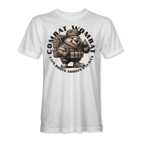 COMBAT WOMBAT 'EATS, ROOTS, SHOOTS & LEAVES' T-Shirt