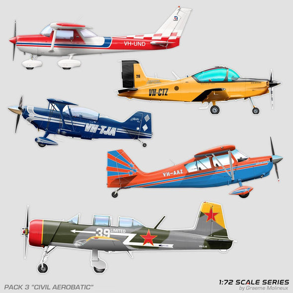 1:72 SCALE 'CIVIL AEROBATIC' Sticker Pack (PACK #3) - Mach 5