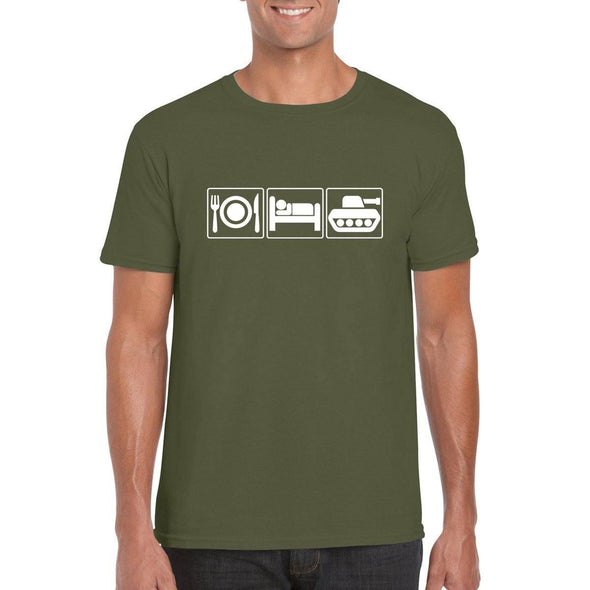 EAT SLEEP TANK Unisex T-Shirt Design - Mach 5