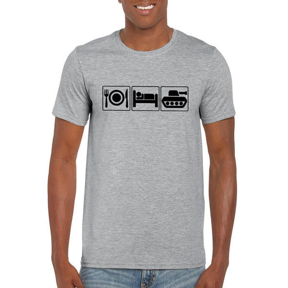 EAT SLEEP TANK Unisex T-Shirt Design - Mach 5