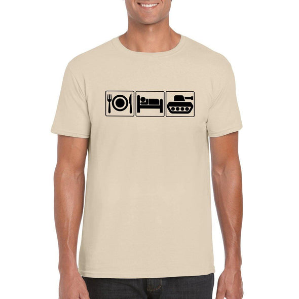 EAT SLEEP TANK Unisex T-Shirt Design - Mach 5