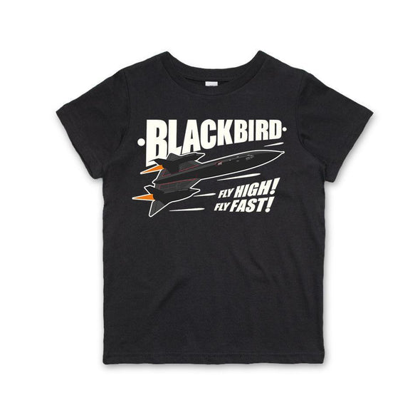 SR-71 BLACKBIRD 'FLY HIGH! FLY FAST!' Kids T-Shirt - Mach 5