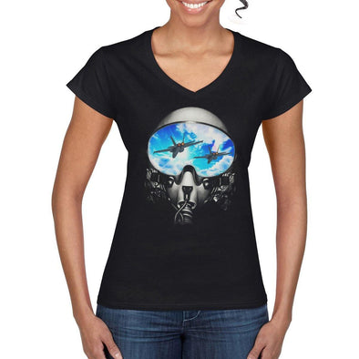 FIGHTER PILOT Women's V-Neck Semi-Fitted T-Shirt - Mach 5