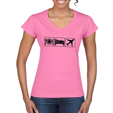 EAT SLEEP FLY Semi-Fitted Women's V-Neck T-Shirt - Mach 5