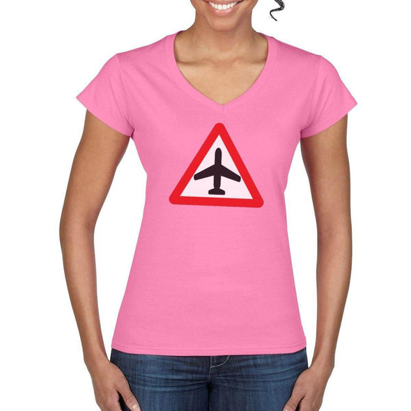 CAUTION AIRCRAFT Semi-Fitted Women's V-Neck T-Shirt - Mach 5