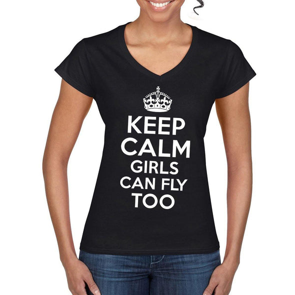 KEEP CALM Girls Can Fly Too Women's  Semi-Fitted T-Shirt - Mach 5