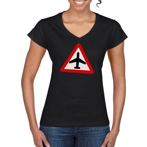 CAUTION AIRCRAFT Semi-Fitted Women's V-Neck T-Shirt - Mach 5