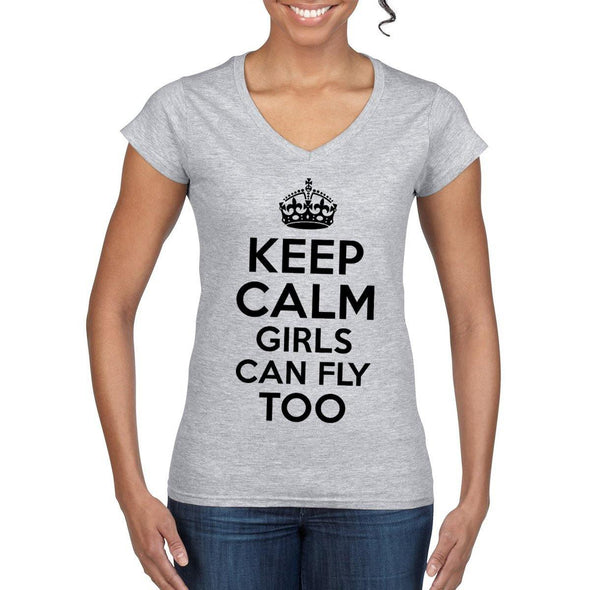 KEEP CALM Girls Can Fly Too Women's  Semi-Fitted T-Shirt - Mach 5