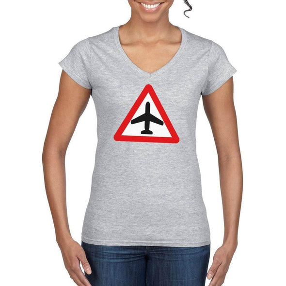 CAUTION AIRCRAFT Semi-Fitted Women's V-Neck T-Shirt - Mach 5
