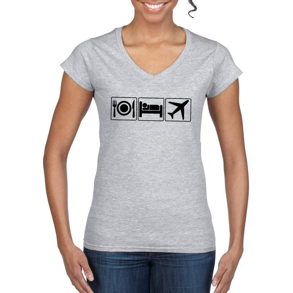 EAT SLEEP FLY Semi-Fitted Women's V-Neck T-Shirt - Mach 5