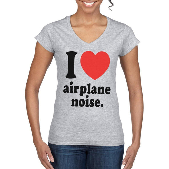 Woman's I LOVE Aeroplane Noise V-Neck T-Shirt - Mach 5