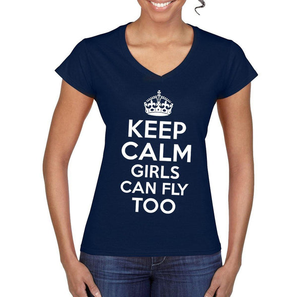 KEEP CALM Girls Can Fly Too Women's  Semi-Fitted T-Shirt - Mach 5