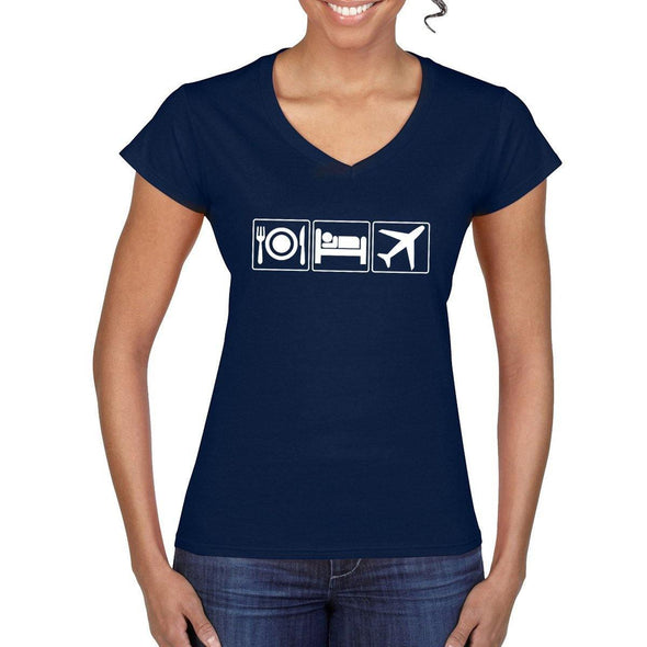 EAT SLEEP FLY Semi-Fitted Women's V-Neck T-Shirt - Mach 5