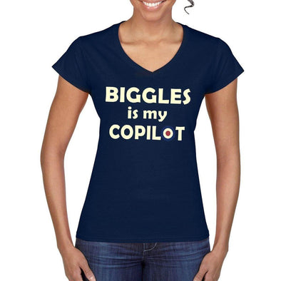 BIGGLES IS MY COPILOT Women's V-Neck Tee - Mach 5