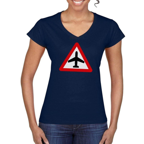 CAUTION AIRCRAFT Semi-Fitted Women's V-Neck T-Shirt - Mach 5