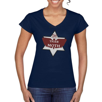 TIGERMOTH LOGO Vintage Women's V-neck Tee - Mach 5