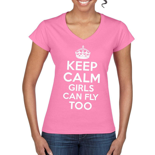 KEEP CALM Girls Can Fly Too Women's  Semi-Fitted T-Shirt - Mach 5
