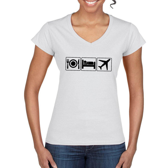 EAT SLEEP FLY Semi-Fitted Women's V-Neck T-Shirt - Mach 5