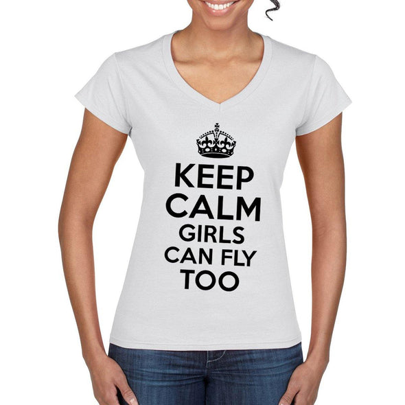 KEEP CALM Girls Can Fly Too Women's  Semi-Fitted T-Shirt - Mach 5