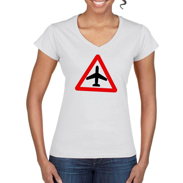 CAUTION AIRCRAFT Semi-Fitted Women's V-Neck T-Shirt - Mach 5