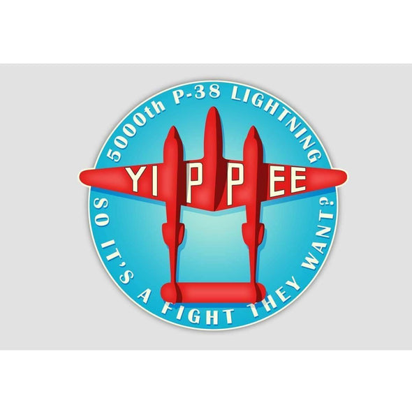 'YIPPEE' Lockheed P-38 Lightning sticker