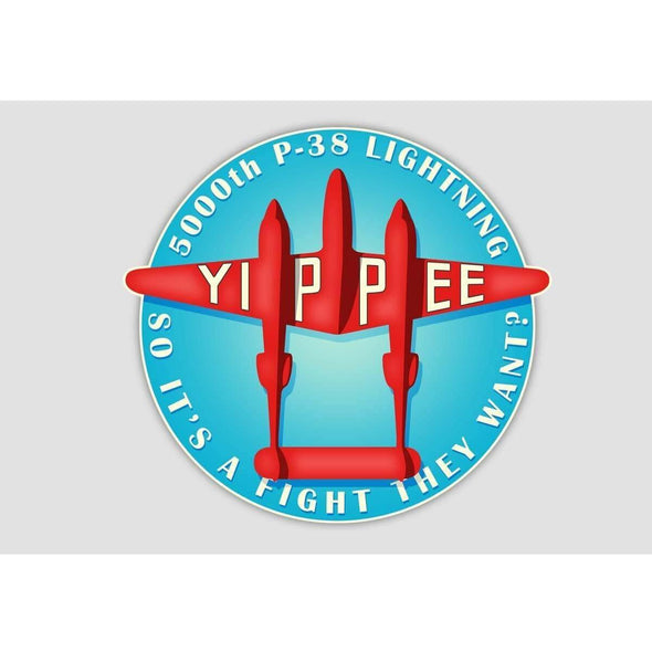 'YIPPEE' Lockheed P-38 Lightning sticker